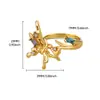 Anel de Zircônia Roxo com Laço Doce em Formato de Coração Levemente Luxuoso Transfronteiriço Banhado a Ouro 18K Anel de Nicho de Alta Qualidade Atacado