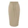 Conjunto de Moletom Cropped com Capuz e Zíper Estilo Coreano Feminino Outono Saia Midi Elástica com Cordão e Fenda nas Costas
