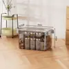 Caja de almacenamiento portátil transparente de gran capacidad, gruesa, para guardar juguetes, aperitivos y ropa.