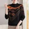La nueva ropa de punto de otoño de mamá 2026: suéter base elegante y con cuello alto medio para mujeres de mediana edad y mayores