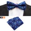 Yongfeng en stock suministro 2025 nuevo flor de ciruelo 18 colores corbata de moño y pañuelo de bolsillo traje novio corbata de moño de boda