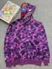 Sudadera con capucha y cremallera Camuflaje Tiburón Tendencia Americana Retro Holgada Cárdigan Sudadera Casual