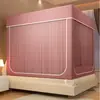 Mosquitero de Cama Sólido Color Clase A para Maternidad e Infancia, Malla Encriptada Hilo de Red, Forma de U, Tres Puertas, Completamente Cerrado, Prueba de Polvo, Superior para Hogar en las Cuatro Estaciones