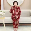 Ropa exterior gruesa de invierno para mujeres de mediana edad y mayores, cálida, de terciopelo corto, talla grande, nuevo traje de pijama acolchado para casa
