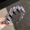 Diadema de Cristal Estampada Rosa-Morado con Diseño de Corona Alta Esponjosa, Nueva Moda 2026 Accesorio para el Cabello de Alta Gama