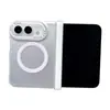 Compatible con carcasa de teléfono iPhone Duo, diseño de bloques de colores, carcasa plegable Apple 18 con eje central y fijación magnética, estilo minimalista