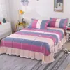 Saia de Cama Escovada Colcha Peça Única Lavada Cama de 1,8m Capa Protetora Amiga da Pele para Dormir Nu Moda Saia de Renda Cama Lençóis de Cama