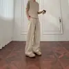 Calça masculina cor de damasco estilo old money, calça larga de perna ampla, leve, respirável e de secagem rápida para o verão, calça casual com sensação relaxada e descontraída