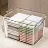 Caja de almacenamiento de ropa con compartimentos, transparente, para el hogar, uso diario, para ropa interior, para guardarropa, caja de almacenamiento