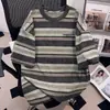 Camiseta de Verano Unisex a Rayas de Algodón Estilo Americano, Manga Corta, Tendencia, Tácto Frío, Top para Pareja