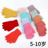 Luvas infantis para 5-10 anos inverno quentes cor sólida cor de gelatina fofas forradas com fleece à prova de frio crianças médias e grandes dedos inteiros