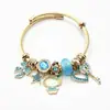 Nuevo Pulsera Linda de Stitch de Panjia para Mujer Dibujos Animados Colgante de Diamante Pulsera de Cadena Hueso de Serpiente Abierta Moda Venta al por Mayor