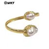 Mpb133 Moda Personalidad Perla Artificial Grande Apertura Pulseras de Latón Ajustables Joyería Vintage para Citas
