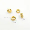 Chapado en oro, fuerte retención del color, cuentas espaciadoras geométricas de rombo con agujero grande incrustadas con circonita, cuentas sueltas para accesorios de joyería de pulsera y collar DIY