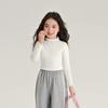 Pudding Haru Camiseta Básica Cálida y a la Moda para Niñas Otoño 2024 Nuevo Suéter Infantil de Encaje con Cuello Medio Tortuga