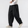 Calça Casual Estilo Chinês Masculina Calça de Monge Algodão e Linho para Monge Verão Fina Estilo Zen Ninting Solta Linho Exercício Matinal Calça Longa