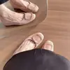 Sapatos Mary Jane Baixos Quadrados Rosa para Mulheres, Novo Estilo de Primavera, Bico Quadrado Francês, Sapatos de Camurça com Solado Macio para Mulheres Baixas