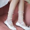 Verano Nuevo Negro Lunares Malla Calcetines Apilados Niños Estilo Ballet Lazo Calcetines Medianos Delgados Transparentes Calcetines JK