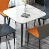 Mesa de Comedor Cuadrada de Losa de Roca Brillante Importada de Italia para Apartamento Pequeño, Mesa de Recepción Casual para Negociaciones, Mesa de Comedor para Hogar de Celebridad de Internet