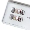 Nai Zi Unhas Usáveis Puramente Feitas à Mão Novo Modelo Outono/Inverno E065 Estilo Francês Pintado à Mão Design Olho de Gato Adesivos de Unha Elegantes