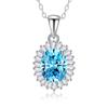 Colar com Pingente Oval de Pedra Gema Azul Marinho Prata de Lei S925 Design de Nicho Feminino Corrente de Clavícula Versátil Luxo Leve Venda por Atacado