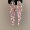 Aretes de aguja plateada con diamantes, diseño de flor ovalada de resina y gota de agua, estilo retro vintage, aretes versátiles