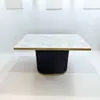 Mesa Rectangular Individual de Pizarra de Lujo Ligero, Espesor de Aleación de Titanio y Aluminio, Bordes Envolventes, Patrón de Mármol, Impermeable, Cubierta de Mesa de Acero Inoxidable para Comedor