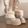 Botas de nieve para mujer petite, estilo nuevo de invierno 2026, adelgazantes, con forro de pelo, suela de plataforma gruesa, con correas, forradas de felpa y engrosadas para abrigar