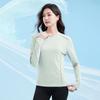 Blusa de Seda Gelada com Proteção Solar de Manga Longa Respirável Top Esportivo Casual para Uso Externo Fitness Camiseta de Seda Gelada Top Feminino