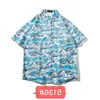 Camisa de Manga Corta de Seda de Hielo Hawaiana para Hombre Verano Tailandia Marca de Moda Playa Duffy Hermosa Camisa de Flores Holgada Versátil para Hombre