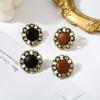 Pendientes de Botón de Otoño e Invierno de Aguja de Plata 925 Pendientes Vintage Pendientes de Estilo Hong Kong para Mujer Pendientes Cortos de Nicho Simples para Viajera B660