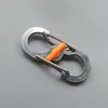 Mosquetón Pequeño de Acero Inoxidable para Viaje con Cierre, Gancho en Forma de Ocho S Antirrobo, Llavero, Clip para Bolsa de Viaje