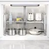 Estante de Almacenamiento Retráctil para Fregadero de Cocina Estante en Capas de Acero Inoxidable Almacenamiento Interior de Gabinete Acero Inoxidable Multifuncional para Utensilios de Cocina