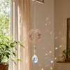 Pegador de Sol de Cristal Lua Borboleta Sino de Vento de Cristal Pedra Triturada Natural Decoração para Casa e Escritório