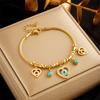 Pulsera Europea y Americana de Moda Nicho Creativa con Incrustaciones de Diamantes Amor Cuadrado Cadena Multicapa Apilada Acero Titanio Accesorios Mariposa
