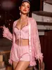 Nuevo Estilo Camisola Sexy de Encaje para Mujer Cuatro Estaciones Lencería Ropa de Dormir Bata Conjunto Erótico Venta al por Mayor Comercio Exterior