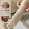 Calcetines de Algodón de Caña Alta para Mujer Combinados con Pantalones de Tiburón, Calcetines Deportivos de Color Sólido Anti-Olor, Calcetines Largos Blancos para Hombre de Primavera y Otoño
