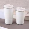 Taza de café de acero inoxidable americano 304, taza de moda para llevar en el coche, funda de silicona rociada, taza con doble aislamiento al vacío