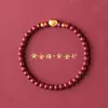 Método Antigo Fechadura Dourada da Paz Boa Sorte e Saúde Pulseira de Fio Vermelho para Homens e Mulheres Ano do Zodíaco Pulseira de Mão Dourada Trançada com Contas de Boa Sorte para Casais
