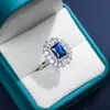 Anéis Estilo Europeu e Americano com um Toque de Luxo de Nicho, Pedras Preciosas Vermelhas e Azuis, Anéis Ajustáveis Estilo Corte, Anéis Femininos Luxuosos de Zircônia Paraíba