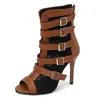 Estilo Europeo y Americano Talla 40-50 Puntera Redonda Extra Grandes Botas de Cuero Zapatos de Tacón Alto Verano Tacón Delgado Botas de Mujer Enfriamiento Boo