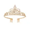 Elegante Tiara de Feliz Cumpleaños para Mujeres Corona de Cumpleaños Dorada con Pedrería Diadema Perfecta para Fiestas de Cumpleaños Celebraciones y Ocasiones Especiales