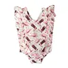 Traje de baño de una pieza para niñas, europeo y americano, de verano, sin mangas, estampado, espalda descubierta, ropa para niños