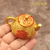 Suministro directo de fábrica de tetera de aleación con mantra de seis caracteres y tapa giratoria, una pieza decorativa de la suerte y auspiciosa para el hogar o el escritorio