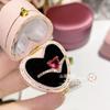 Anillo Corazón Camelia Xiaohongshu 2024 Nuevo Producto Mismo Estilo Bañado en Oro Micropavé Exquisito Dulce Lujo Accesible Anillo Estilo Ins