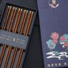 Cinco pares de palillos de madera de alitas de pollo con punta redonda y diez pares de palillos de madera rojos, caja de regalo para festivales, logotipo de la empresa.