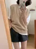 Tricô Solto Gola V Sem Manga Estilo Coreano 26 Nova Coleção Primavera Pulôver de Lã Sintética Colete Camada Roupa Externa para Mulheres