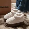 Botas de Nieve Versátiles de Color Sólido Retro para Mujer 2026 Otoño/Invierno Nuevos Zapatos de Algodón Calientes para Exteriores con Suela Gruesa y Felpa