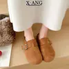 Zapatos casuales tipo mule para mujer, sin tacón, estilo Birkenstock, de cuero, suela blanda, no cansan, de meter, punta cerrada