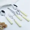 Acero Inoxidable 304 Cuchillo y Tenedor Cuchara Cerámica Queso Forma de Queso Espesado Vajilla Tenedor Occidental Cuchara de Postre Juego de 4 Piezas